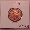 Half Cent Copper Coin Braided Hair 1854 Extremely Fine To Almost Uncirculated Condition