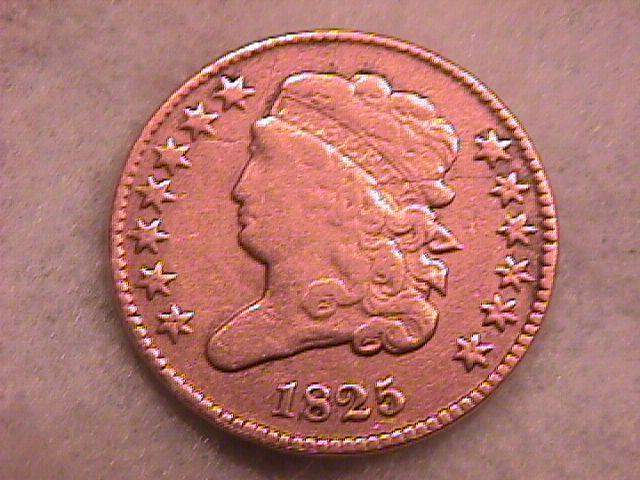 Classic Head Half Cent Coin 1825 Very Fine Plus Condition