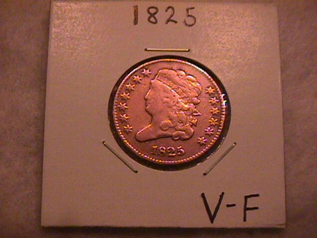 Classic Head Half Cent Coin 1825 Very Fine Plus Condition