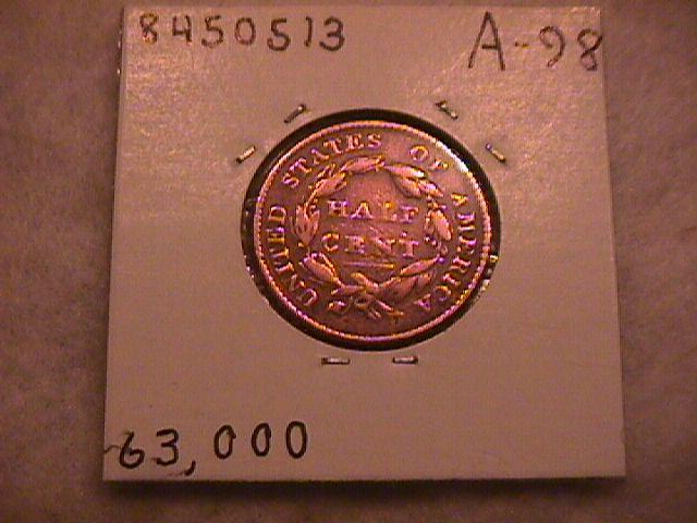 Classic Head Half Cent Coin 1825 Very Fine Plus Condition