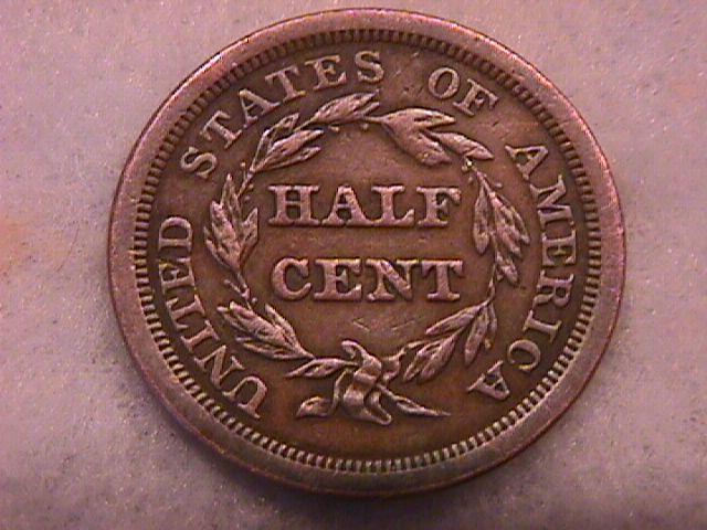 Braided Hair Half Cent Coin 1851 Extremely Fine to Almost Uncirculated Condition