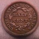Braided Hair Half Cent Coin 1851 Extremely Fine to Almost Uncirculated Condition