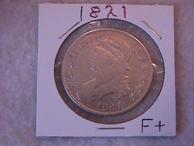 Capped Bust Half Dollar Coin 1821 Fine Plus Condition