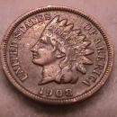 Indian Head Penny Copper Coin 1908-S Very Fine Plus Condition