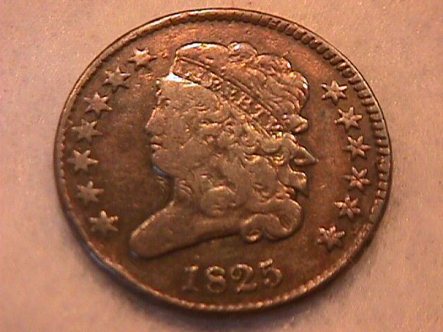 Classic Head Half Cent Coin 1825 Fine Plus Condition