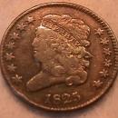 Classic Head Half Cent Coin 1825 Fine Plus Condition