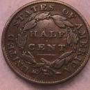 Coin Classic Head Half Cent 1834 Very Fine to Extremely Fine Condition