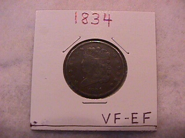 Coin Classic Head Half Cent 1834 Very Fine to Extremely Fine Condition