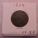 Coin Classic Head Half Cent 1834 Very Fine to Extremely Fine Condition