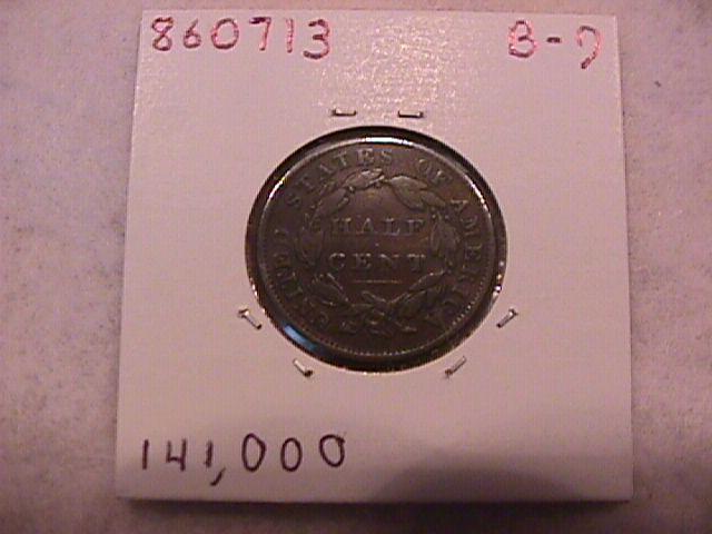 Coin Classic Head Half Cent 1834 Very Fine to Extremely Fine Condition