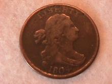 Draped Bust Half CENT COIN 1804 Fine to Very Fine Condition