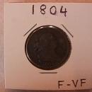 Draped Bust Half CENT COIN 1804 Fine to Very Fine Condition