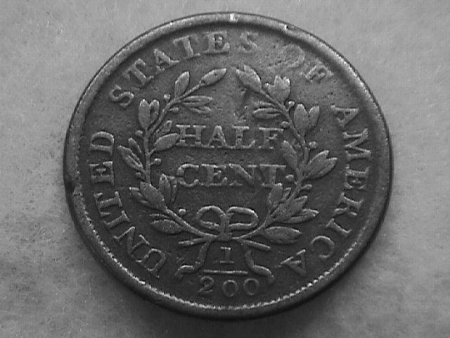Draped Bust Half Cent Coin 1805 Fine Plus to Very Fine Condition