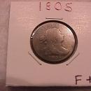 Draped Bust Half Cent Coin 1805 Fine Plus to Very Fine Condition