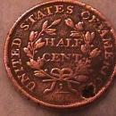 Draped Bust Half Cent Coin 1806 Very Fine Plus Details with 1 Pit on Both Sides