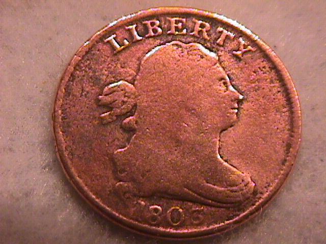 Draped Bust Half Cent Coin 1803 Fine to Very Fine Condition