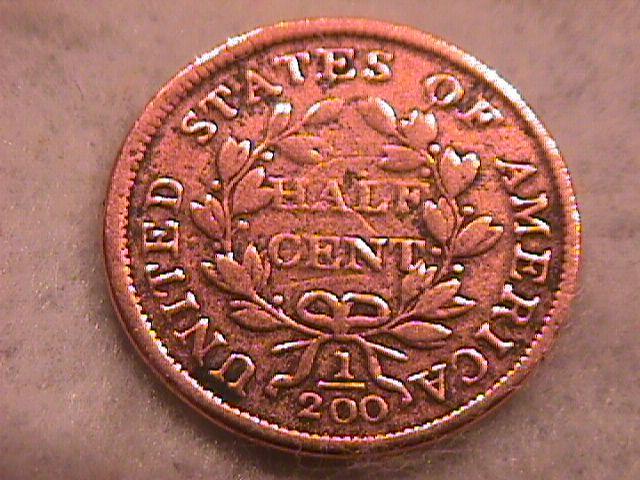 Draped Bust Half Cent Coin 1803 Fine to Very Fine Condition
