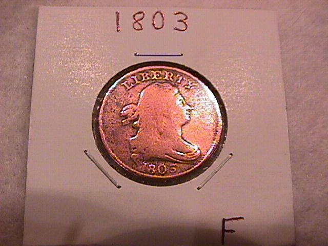 Draped Bust Half Cent Coin 1803 Fine to Very Fine Condition