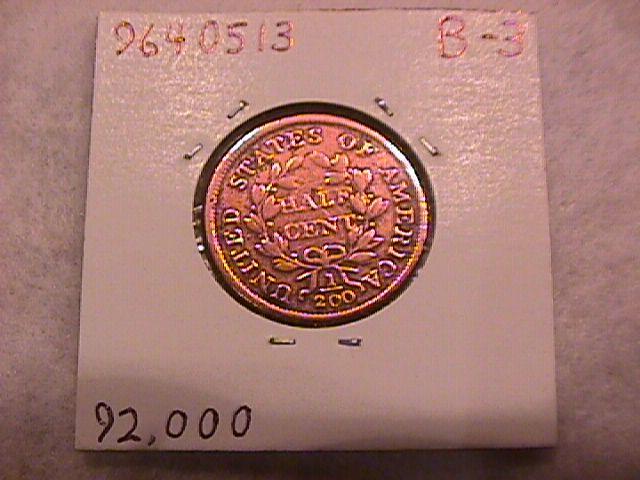 Draped Bust Half Cent Coin 1803 Fine to Very Fine Condition