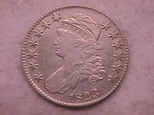 Capped Bust Half Dollar Coin 1823 Broken 3 High Grade= Almost Uncirculated
