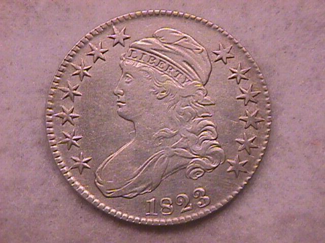 Capped Bust Half Dollar Coin 1823 Broken 3 High Grade= Almost Uncirculated