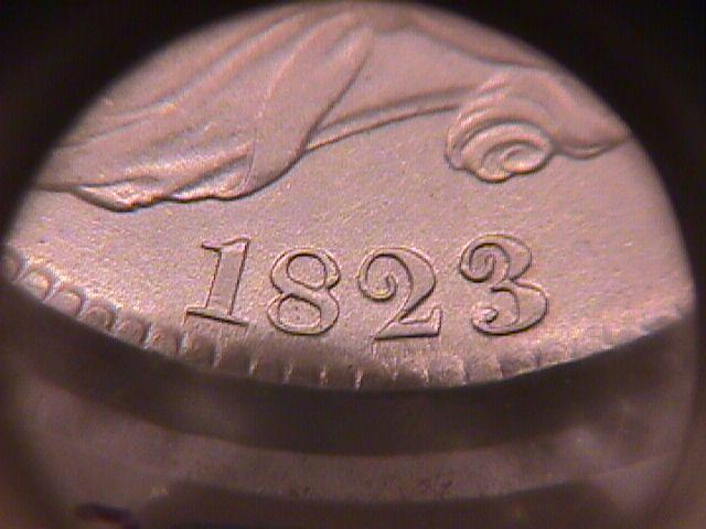 Capped Bust Half Dollar Coin 1823 Broken 3 High Grade= Almost Uncirculated