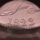Capped Bust Half Dollar Coin 1823 Broken 3 High Grade= Almost Uncirculated