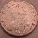 Capped Bust Half Dollar Coin 1825 Very Fine Condition