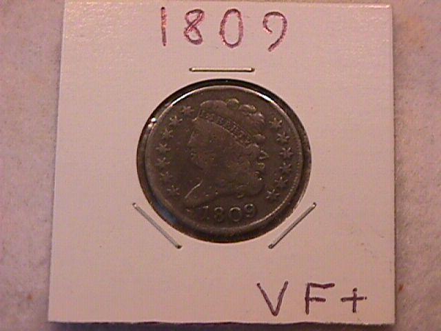 Classic Head Half Cent Coin 1809 Very Fine Plus Details-See Description