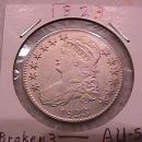 Capped Bust Half Dollar Coin 1823 Broken 3 High Grade= Almost Uncirculated