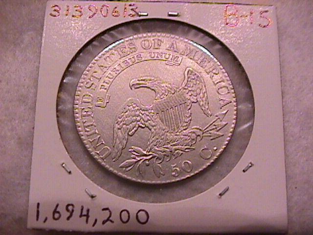 Capped Bust Half Dollar Coin 1823 Broken 3 High Grade= Almost Uncirculated