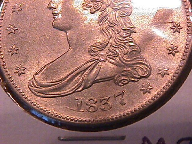 Capped Bust Half Dollar Silver Coin 1837 MS-63