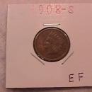 Indian Head One Cent Copper coin 1908-S Extremely Fine condition