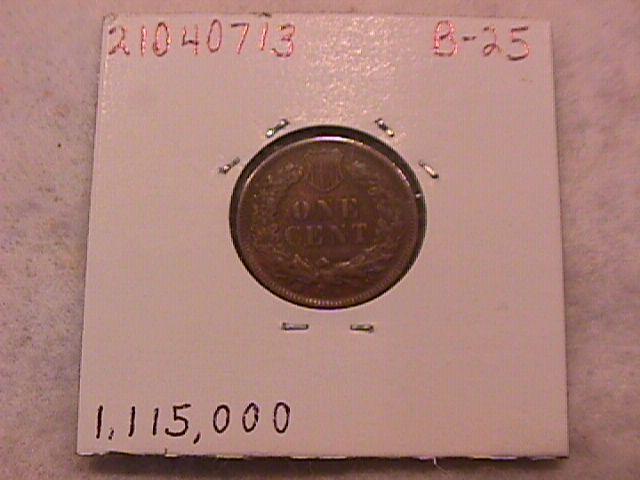 Indian Head One Cent Copper coin 1908-S Extremely Fine condition