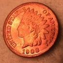 INDIAN HEAD One Cent Copper Coin 1908-S UNCIRCULATED Condition.