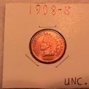 INDIAN HEAD One Cent Copper Coin 1908-S UNCIRCULATED Condition.