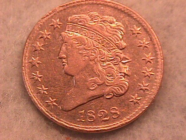 Classic Head Copper Half Cent 1828 13-Star Almost Uncirculated Condition