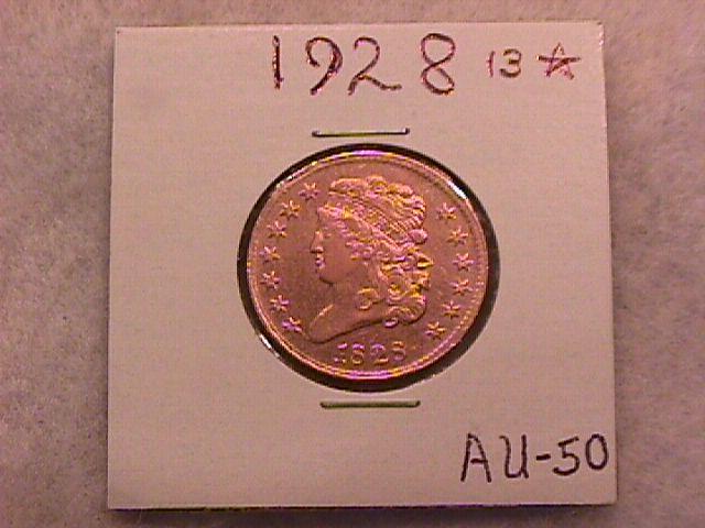 Classic Head Copper Half Cent 1828 13-Star Almost Uncirculated Condition