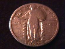 Standing Liberty Silver Quarter Coin 1927-S Very Good Plus Condition
