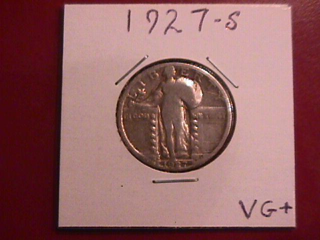 Standing Liberty Silver Quarter Coin 1927-S Very Good Plus Condition