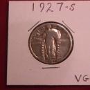 Standing Liberty Silver Quarter Coin 1927-S Very Good Plus Condition
