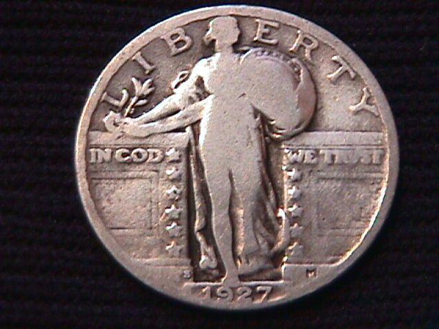 Standing Liberty Silver Quarter Coin 1927-S Very Good Plus Condition
