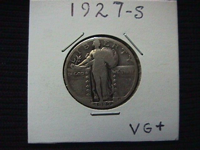 Standing Liberty Silver Quarter Coin 1927-S Very Good Plus Condition