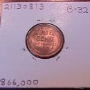 Lincoln Cent Copper 1931-S Mint State 63/64 Condition