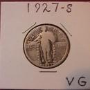 STANDING LIBERTY SILVER QUARTER 1927-s VERY GOOD CONDITION