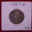 Standing Liberty Silver Quarter 1927-S Very Good Condition