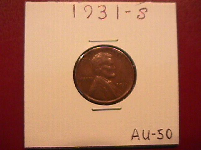 Lincoln Penny Copper 1931-S Almost Uncirculated 50 Condition