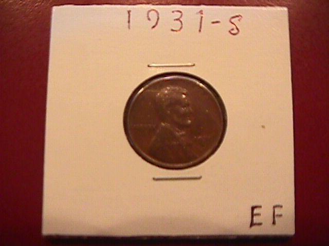 Lincoln Penny Copper 1931-S Extremely Fine Condition