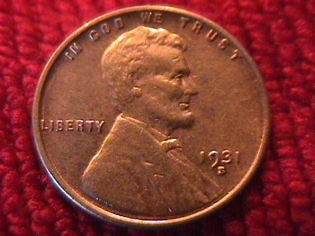 Lincoln Penny Copper 1931-S Almost Uncirculated 50 Condition
