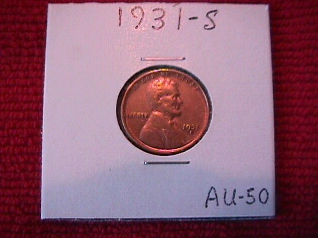 Lincoln Penny Copper 1931-S Almost Uncirculated 50 Condition